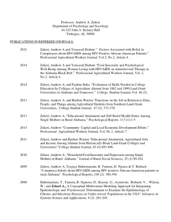 Professor  Andrew A. Zekeri  Department of Psychology and Sociology  44-325 John A. Kenney Hall