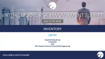 INVENTORY  Lloyds Banking Group  Scotiabank  TIAA  NYU Tandon School of Financial Risk Engineering
