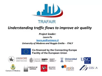Understanding traffic flows to improve air quality  Project leader:  Laura Po  laura.po@unimore.it