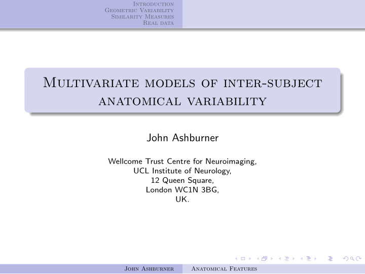 multivariate models of inter subject anatomical