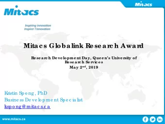 Mitac s Globalink Re se ar  c h Awar  d  Re se arc h De ve lopme nt Day, Que e ns Unive rsity of