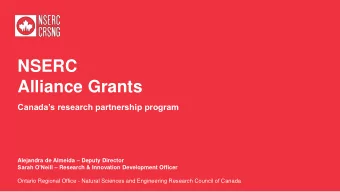 Alliance Grants Canadas research partnership program Alejandra de Almeida  Deputy Director