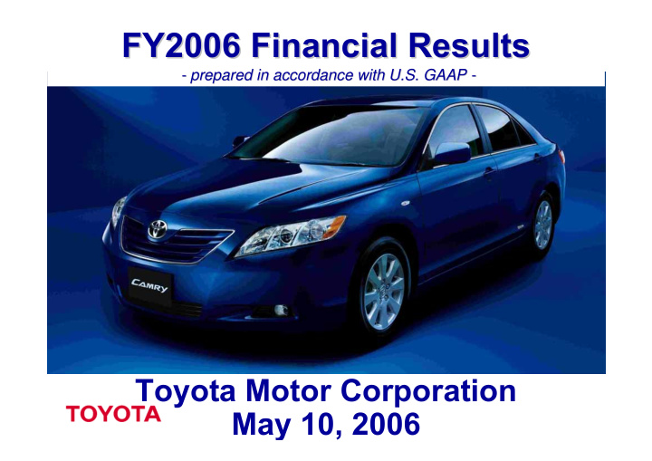 fy2006 financial results fy2006 financial results