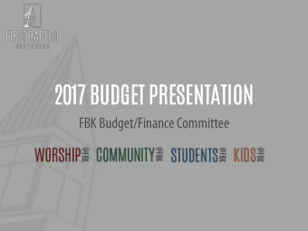 2017 BUDGET PR  PRESENTATION  FBK Budget/Finance Committee  Go  Goals for 2017  2017 Budget  201