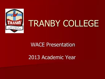 TRANBY COLLEGE  WACE Presentation  2013 Academic Year  Age of Compulsory Education  (Leaving Age)