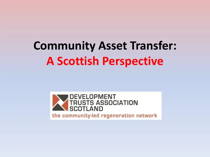 a scottish perspective