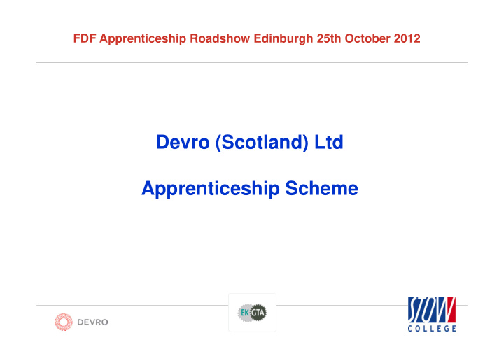 devro scotland ltd apprenticeship scheme