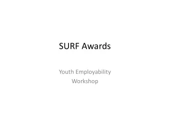 SURF Awards  Youth Employability  Workshop  Skills Development Scotland  Priorities for the year