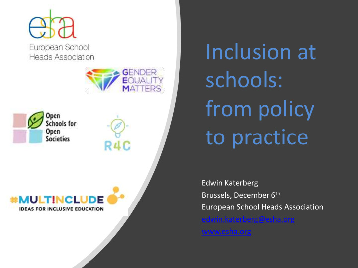 inclusion at schools from policy to practice