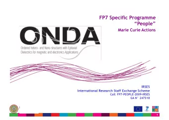 FP7 Specific Programme  People  Marie Curie Actions  IRSES  International Research Staff