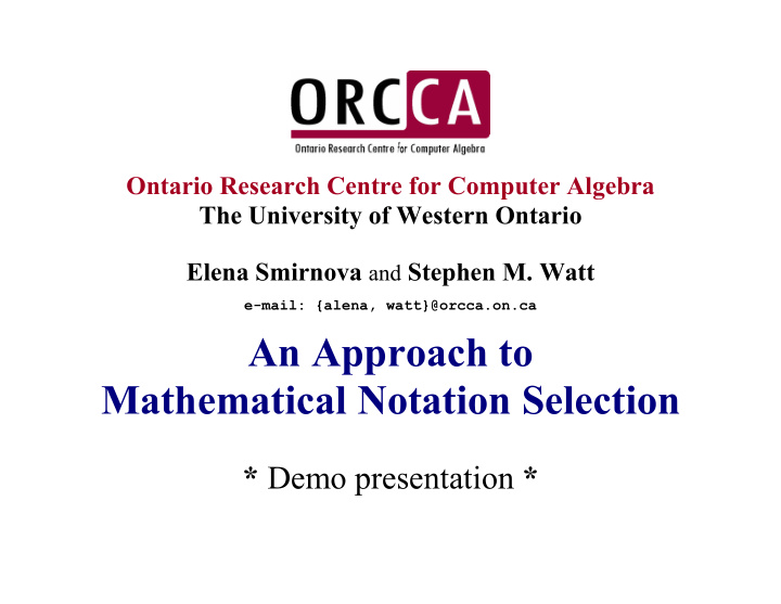 an approach to mathematical notation selection