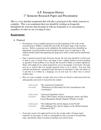 A.P. European History 1 st Semester Research Paper and Presentation  This is a very detailed