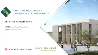 Educational &amp; Facilities Master Plan  NOCE Faculty Senate Presentation  Tuesday, October 1,