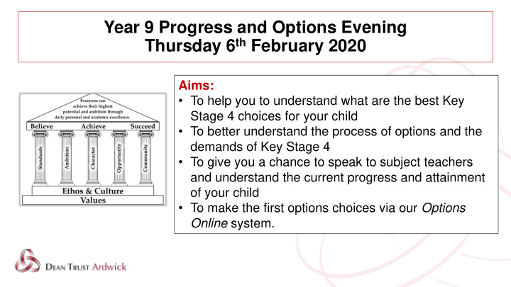 year 9 progress and options evening