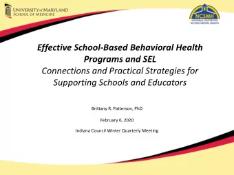 Programs and SEL  Connections and Practical Strategies for  Supporting Schools and Educators