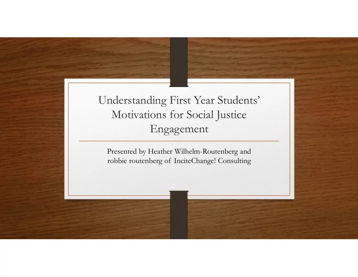 understanding first year students motivations for social