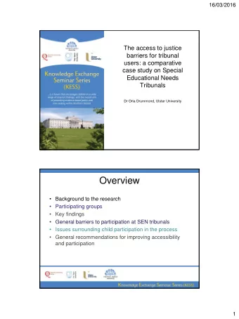 Overview  Background to the research  Participating groups  Key findings  General