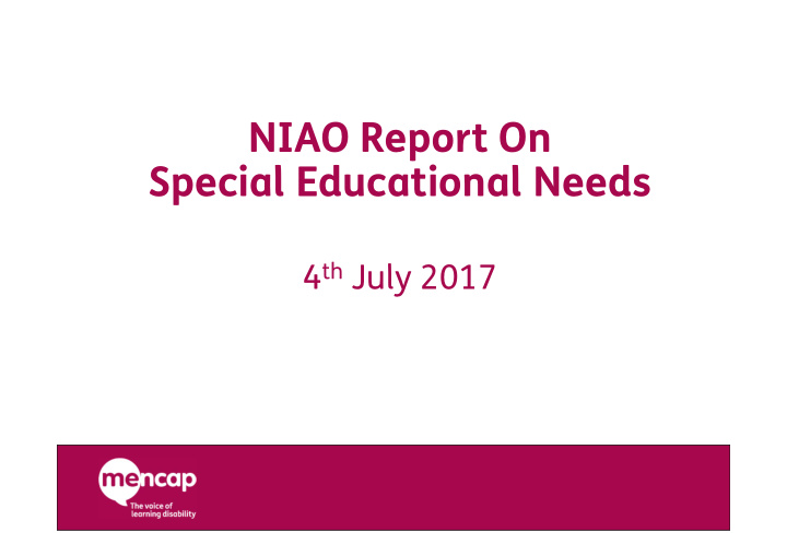 niao report on special educational needs