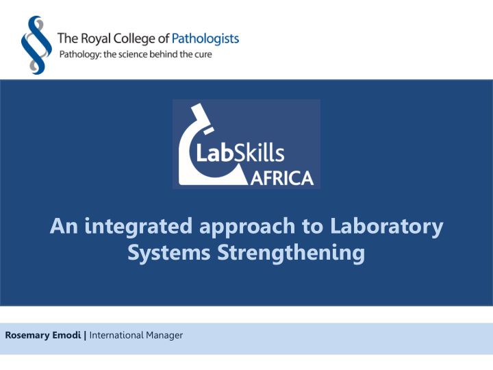 an integrated approach to laboratory systems strengthening
