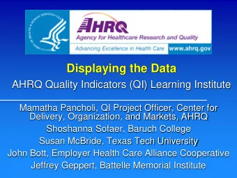 Displaying the Data  AHRQ Quality Indicators (QI) Learning Institute  Mamatha Pancholi, QI Project