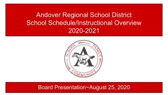Andover Regional School District  School Schedule/Instructional Overview  2020-2021  Board