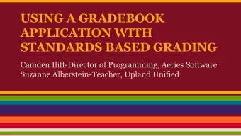 USING A GRADEBOOK  APPLICATION WITH  STANDARDS BASED GRADING  Camden Iliff-Director of Programming,