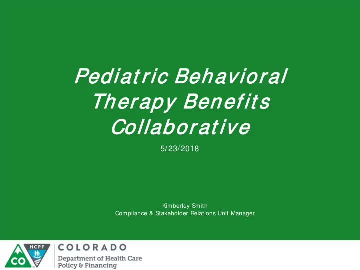 pediat at ric behav aviora oral ther erapy ben enef efit