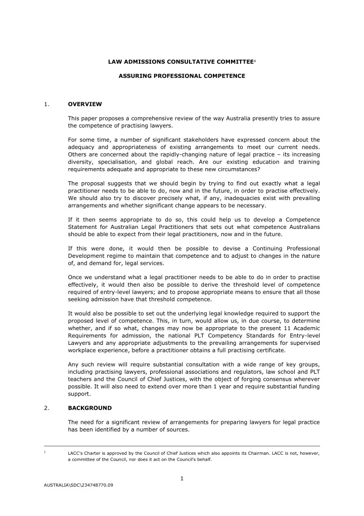 law admissions consultative committee 1 assuring