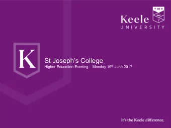 St Josephs College Higher Education Evening  Monday 19 th June 2017  What We Will Cover