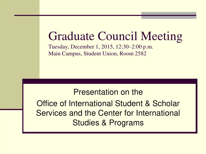 presentation on the office of international student