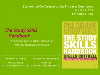The Study Skills  Handbook   A new approach to actjve learning for  fjrst-year students and