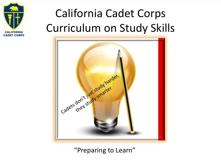california cadet corps curriculum on study skills