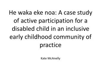 of active participation for a  disabled child in an inclusive  early childhood community of