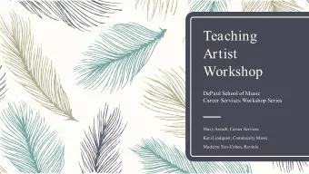 Teaching  Artist  Workshop  DePaul School of Music  Career Services Workshop Series  Mary Arendt,