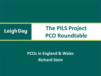 PCO Roundtable  PCOs in England &amp; Wales  Richard Stein  Protective Costs Orders  Few would