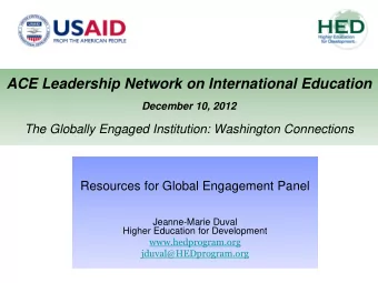 ACE Leadership Network on International Education  December 10, 2012  The Globally Engaged