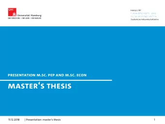 Masters thesis  11.12.2018  | Presentation: masters thesis  1  Studienbro