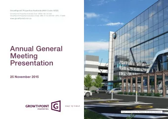 Annual General  Meeting  Presentation  25 November 2015  Bldg C, 211 Wellington Rd, Mulgrave, VIC