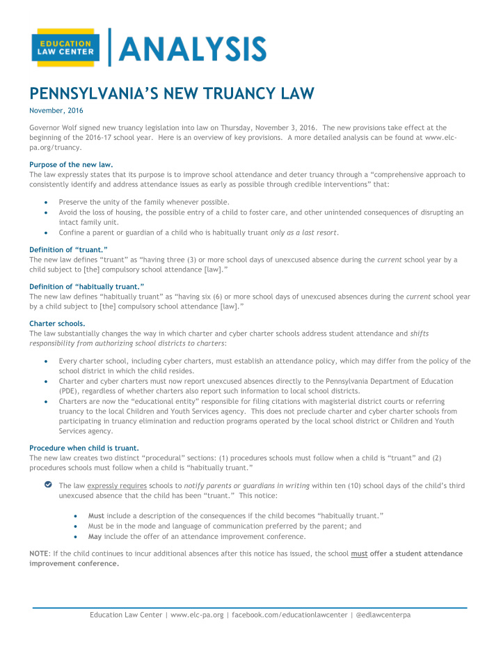 pennsylvania s new truancy law
