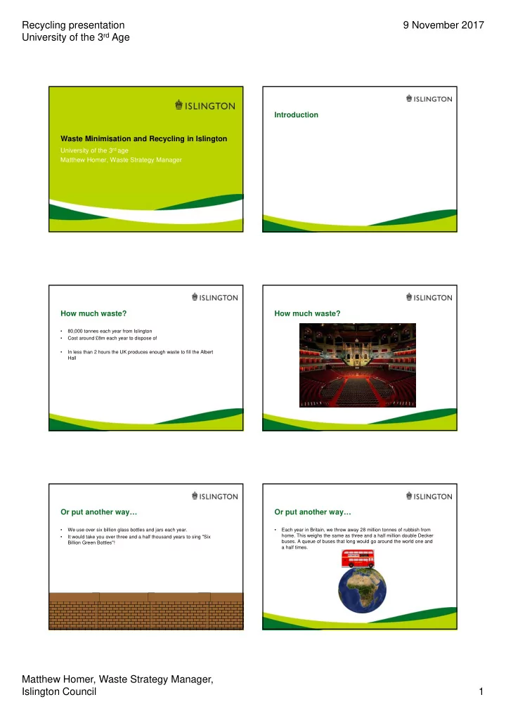 recycling presentation 9 november 2017 university of the