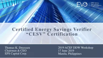 Certified Energy Savings Verifier  CESV Certification  Thomas K. Dreessen  2019 ACEF DDW