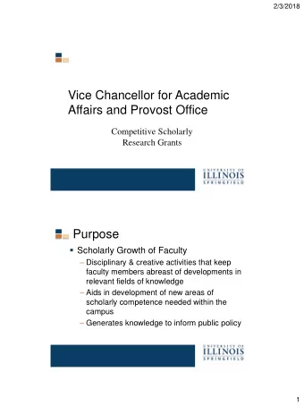 Vice Chancellor for Academic  Affairs and Provost Office  Competitive Scholarly  Research Grants