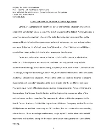 Career and Technical Education at Carlisle High School  Carlisle Area School District has offered