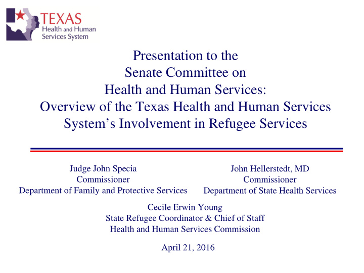 presentation to the senate committee on health and human