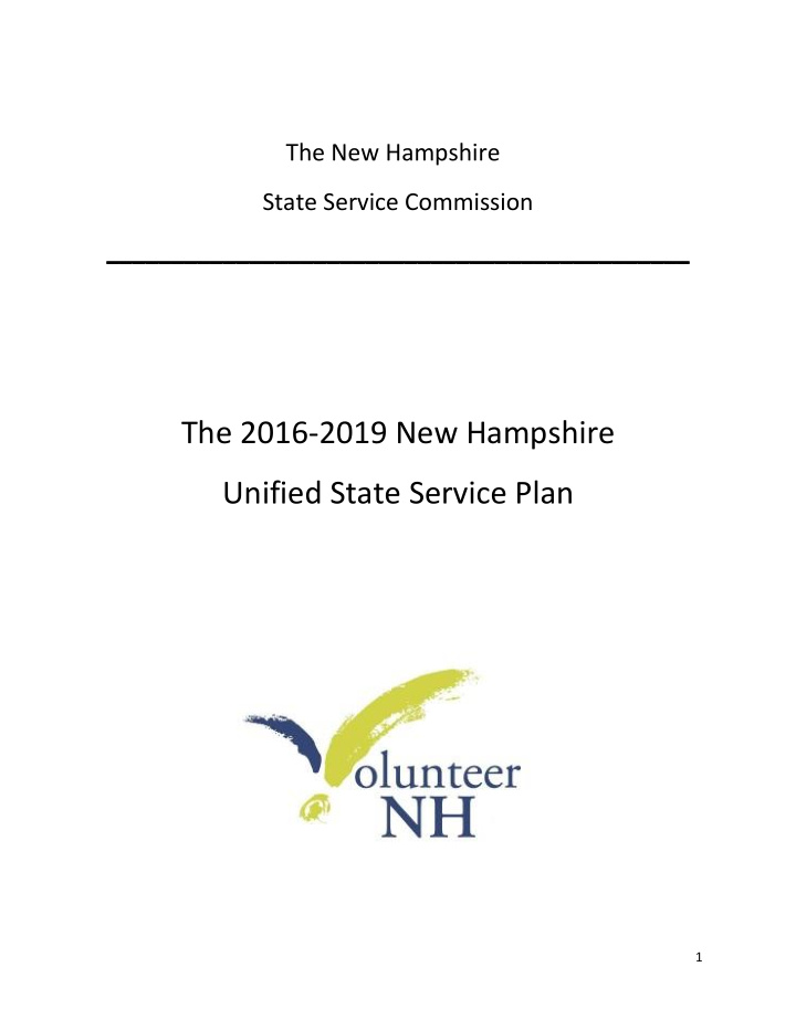the 2016 2019 new hampshire unified state service plan
