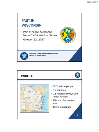 FAST IN  WISCONSIN  Part of FAST Across the Nation ADA Webinar Series  October 12, 2017