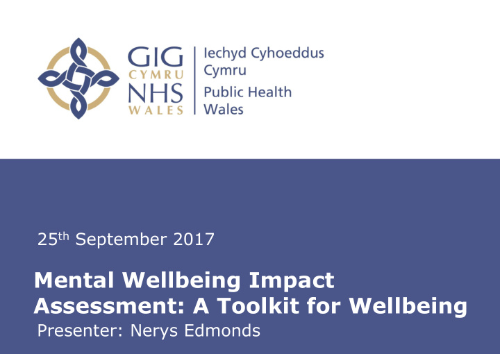 mental wellbeing impact assessment a toolkit for wellbeing
