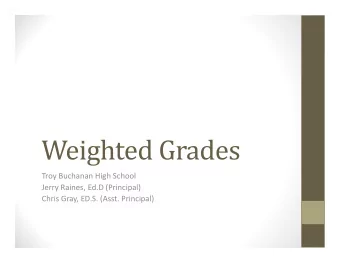 Weighted Grades Troy Buchanan High School Jerry Raines, Ed.D (Principal) Chris Gray, ED.S. (Asst.