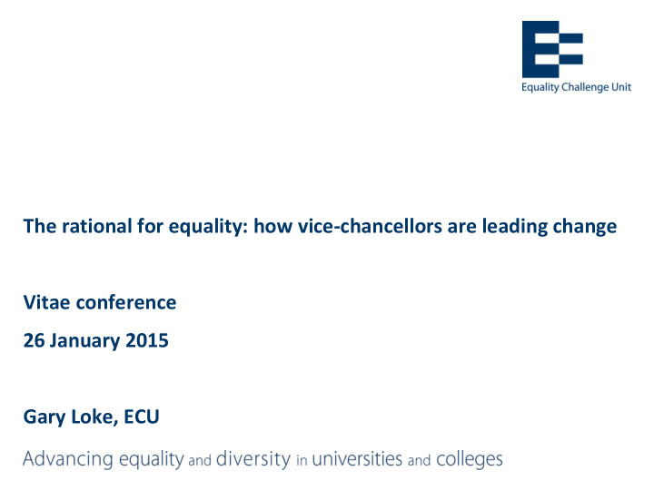 the rational for equality how vice chancellors are