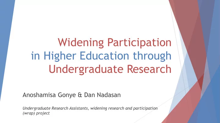 in higher education through